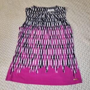 Calvin Klein Dressy Tank Blouse Hot Pink Black Size Small
